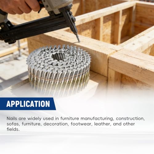 waltyotur 2-1/2Inch x 0.092Inch Collated Wire Coil Siding Nails 15-Degree Full Round-Head Ring 3600 Count Hot-Dipped Galvanized for Rough Nailing of Lathing and Sheathing Materials - size: 0.092*2-1/2in