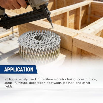waltyotur 2-1/2Inch x 0.092Inch Collated Wire Coil Siding Nails 15-Degree Full Round-Head Ring 3600 Count Hot-Dipped Galvanized for Rough Nailing of Lathing and Sheathing Materials - size: 0.092*2-1/2in