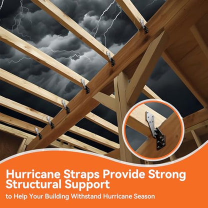 25 Pcs Hurricane Straps Tie Brackets - Heavy Duty 18 Gauge Steel Hurricane Clips for Roof, Shed and Walls, Hurricane Straps for Rafter H2.5A, Hurricane Roof Brackets, Truss Ties Black – Left - style: Left - Black Hurricane ties - 25pcs