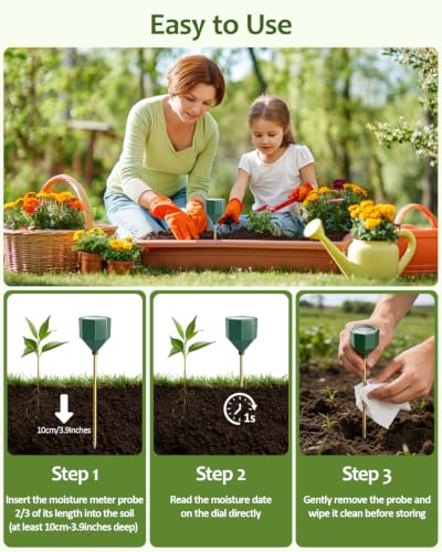 Soil Moisture Meter, Plant Water Monitor Hygrometer Sensor, Accurate Plant Water Meter, Soil Test Kit for Houseplants, Garden, Farm & Lawn, Indoor Outdoor Use, No Battery Required-OliveGreen