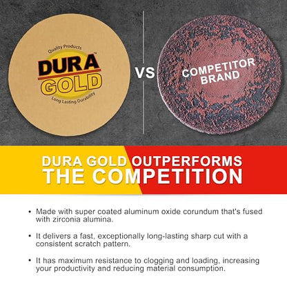 Dura-Gold 8" Gold PSA Sanding Discs, 80 Grit (Box of 10) - Self Adhesive - size: 80-Grit