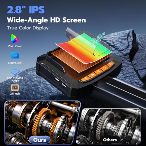 Endoscope Camera with Light, 2.8" 1080P IP67 Waterproof Handheld Borescope - size: 2.8''