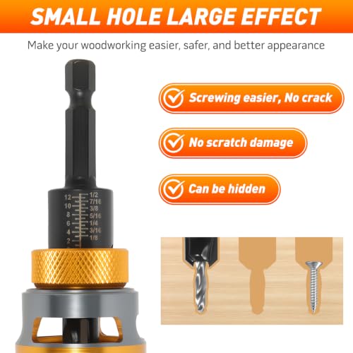 Countersink Drill Bit Set with Low Friction Depth Stop - color: yellow