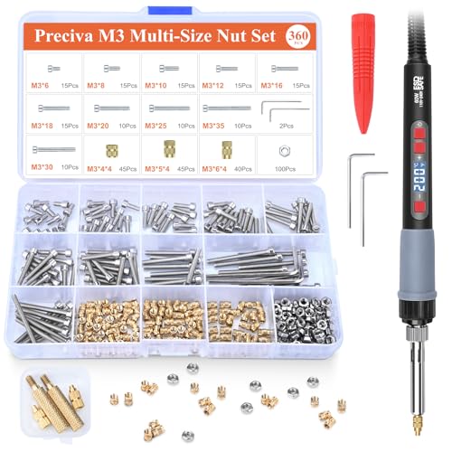Preciva Threaded Inserts Screw Kit, M3 Heat Set Insert Tool for 3D Printing - size: M3