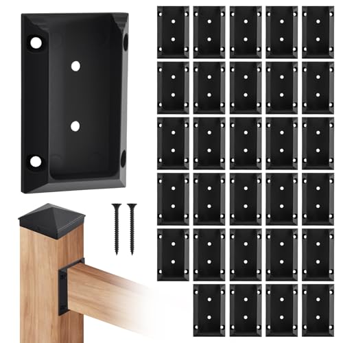 WellMade 2x4 Deck Railing Brackets Connectors, 30 Pack Heavy Duty Black Nylon Structural Connectors for Wood Deck, Porch & Stair Railings, Weatherproof Hardware for Outdoor Use