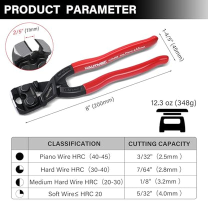 HAUTMEC 8 Inch Nail Puller Pliers Tool, High Leverage End Cutting Pliers, Nail Remover Tool with Anti-Slip Grip, CRV Steel End Cutting Nippers Tool for Pulling or Cutter Nails, Small Bolts and Wires - color: 8" End Cutting Pliers