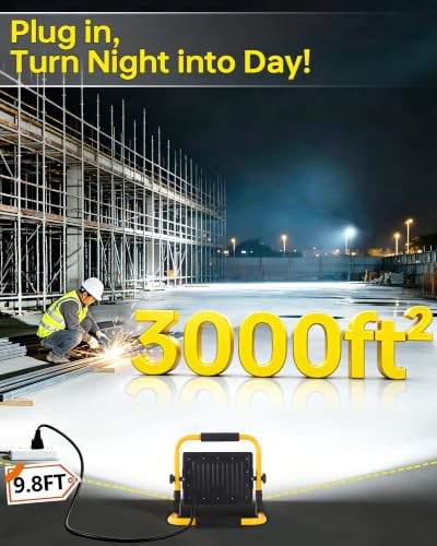 2 Pack 7200LM LED Work Light with Switch, IP66 for Garage Workshop - size: 60W-2P