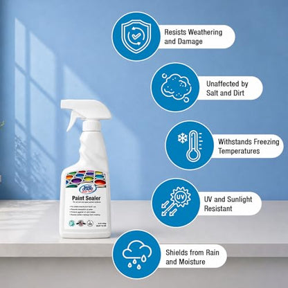 Rain Guard Paint Sealer Spray 16 oz | Ready to Use | Protects Painted Concrete, Wood, Stone | Silane/Siloxane Acrylic Waterproofer | UV Resistant | Fast Drying | Semi-Satin Finish - size: 16 oz