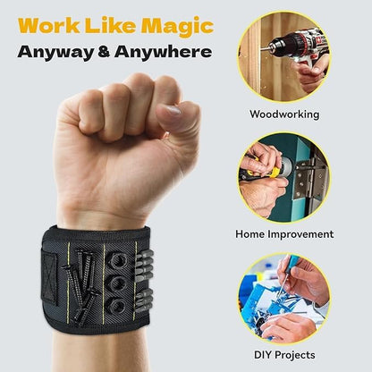 FUPUALL;Magnetic Wristband for Tools, 15 Magnets, Suitable for Screws, Wrenches, Screwdriver Bits, (2)