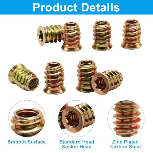 Threaded Inserts for Wood Furniture, 1/4-20, 32 Sets - size: 1/4-20