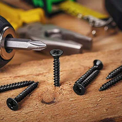 #12 x 4 Wood Screw 100Pcs 18-8 (304) Stainless Steel Screws Flat Head Phillips Fast Self Tapping Drywall Screws Black Oxide by SG TZH - size: #12 x 4"