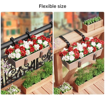 Y&M 6 Pack Window Box Brackets, Adjustable Railing Planter Box Brackets - size: 6p