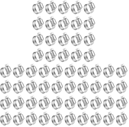 LOKMAN 60 Pack Stainless Steel Hose Clamp Adjustable 3/8'' - 5/8'' (10-16mm) Worm Gear Hose Clamp, Metal Fuel Line Pipe Clamp for Plumbing, Automotive And Mechanical Application - size: 10-16mm (Pack of 3)