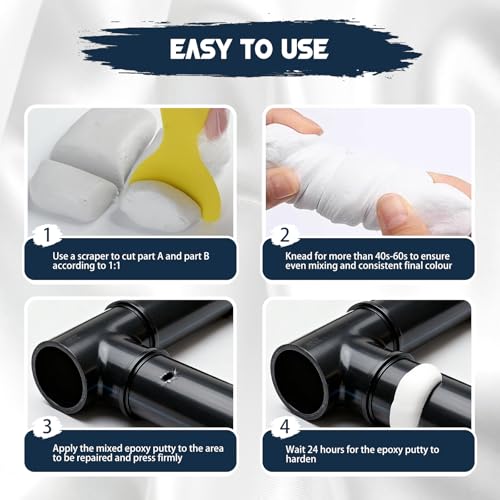 Epoxy Putty - 400g Fast Repair White AB Epoxy Clay, High Strength 2 Part Filler Fix Leaks, Cracks, Filling, Multi-Purpose Sculpt Clay for Metal, Ceramics, Plastic, Wood, Tile, Concrete - color: 400g White