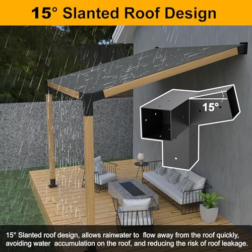 Heavy Duty 15°Slanted Roof Wall Mount 4x4 3PCS Pergola Bracket Kit - size: 4way-3pcs