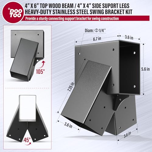 Heavy Duty Swing Set Bracket,2-Pack A Frame Swing Brackets Kit with Mounting Hardware-201 Stainless Steel,for 4"x4" (Actual 3.5"x3.5") Legs & 4"x6" (Actual 3.5"x5.5") Beam (Black) - color: Green, size: 2 A-Frame Swing Set Brackets