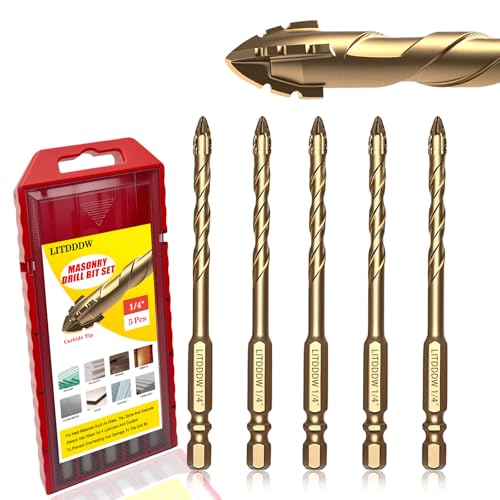 5pcs 1/4" Concrete Drill Bit Set and 1/4" Masonry Drill Bit Set - size: 5 pack 1/4"(6mm)