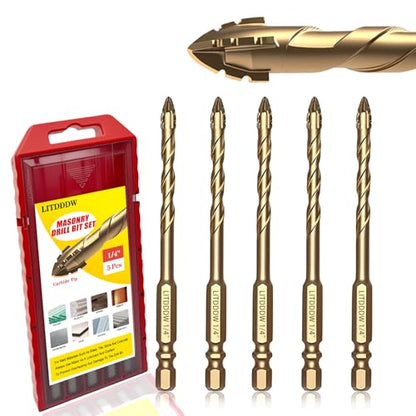 5pcs 1/4" Concrete Drill Bit Set and 1/4" Masonry Drill Bit Set - size: 5 pack 1/4"(6mm)