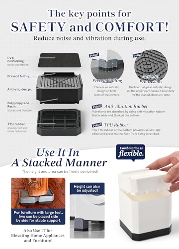EclatBain Adjustable Bed Risers 3&4.3 Inch, 4000 lbs, 4 Pack Black - color: Square-4 Pack-black, size: 3 Layer(4.3inch)