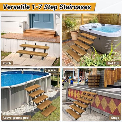 Steel Stair Step Riser 1-Step 3 Pack, Sturdy Metal Stair Stringer - size: 1 Step