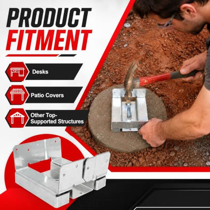 10-Pack 6x6 Post Base Brackets for Actual 5.5" x 5.5" Wood Posts, 2mm Electro-Galvanized Bolt-Down Anchors with 1" Raised Base for Fences, Decks and Garden Projects