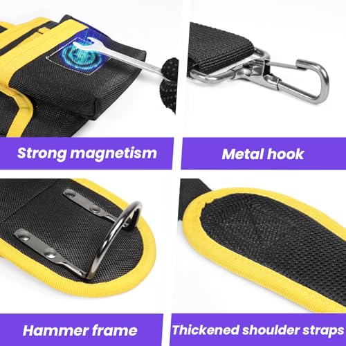 Tool Belt for Men, Freely-Combinable Magnetic Tool Belt with Suspenders - color: Black and Yellow