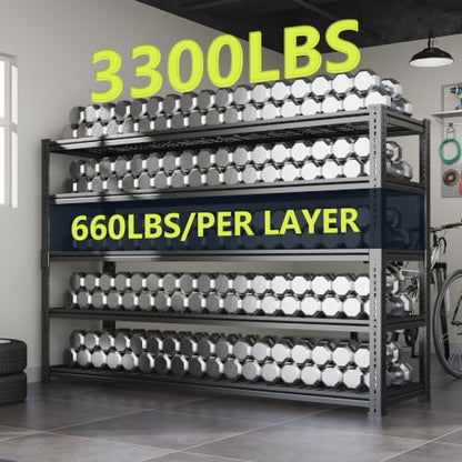 60" W Adjustable Storage Shelving, 3300lbs Heavy Duty Garage Rack - size: 60"W x 24''Dx 78"H