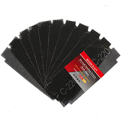 BOSHCRAFT 15 Pcs 220 Grit Sanding Screen Mesh Sheets, Drywall Sandpaper Assortment for Wood Metal Auto Hand Sander & Pole Sander, Wet or Dry Sanding Mesh 4-3/16" x 11" - style: 220 Grit-10pcs