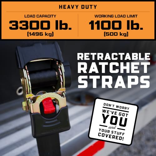 Erickson Retractable Ratchet Strap - 2 in x 10 ft - color: Black, size: 2in x 10ft