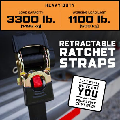 Erickson Retractable Ratchet Strap - 2 in x 10 ft - color: Black, size: 2in x 10ft