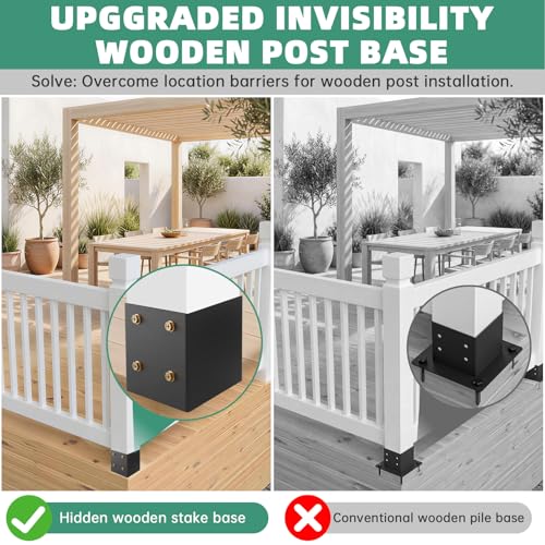 4x4 Post Base, Concealed Fastener Concrete Post Anchor,Elevated Post Base