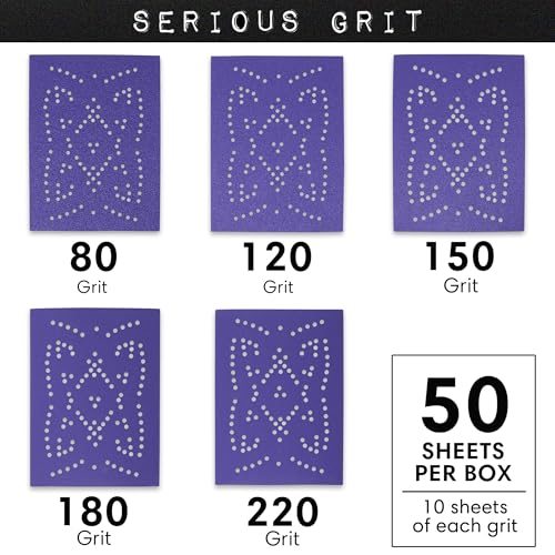 Serious Grit - 3x4 Ceramic Sanding Sheets - P80-220 Assortment - 50 Pack - style: Mixed Grit