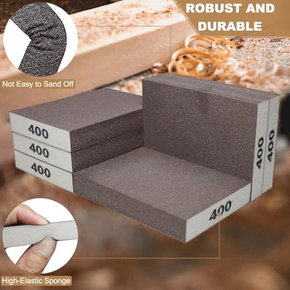Tonmp 6 Pack 400 Grit Fine Sanding Sponge, Washable and Reusable Sanding Blocks Great for Pot Pan Brush Sponge Brush Glasses Sanding Wood Sanding Metal Sanding (400 Grit) - style: 400 Grit