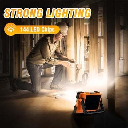 120W Solar Rechargeable 144 LED Work Light, 10000LM Flood Light - color: Yellow