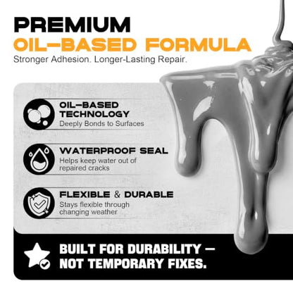 Concrete Crack Filler 3-Pack Oil-Based Self-Leveling Concrete Sealant Gray