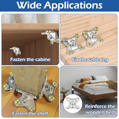 20 Pack L Bracket, Detachable Corner Brace, Heavy Duty Butterfly Metal Brackets with 80 Pcs Screws, Right Angle Support for Wood Furniture Cabinet Shelves Table Chair Bed, Silver