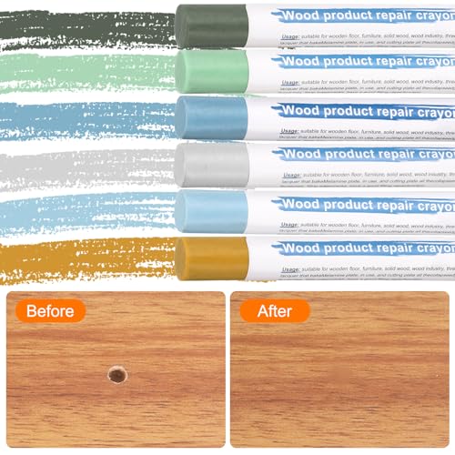 HARFINGTON Wood Filler Sticks 6 Colors Wooden Wax Touch Up Furniture Repair Crayons for Light Blue, Turquoise, Light Avocado, Dark Blue, Earth Yellow, Light Blue - color: Soft Blue Series