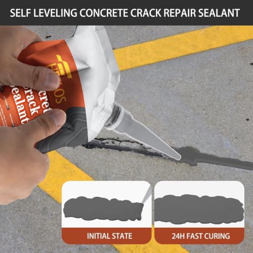 Concrete Crack Filler,2 Pack Cement Crack Sealant, High Elasticity Crack Filler Repair Sealer, Self Leveling Waterproof Caulking Glue Sealing Adhesive for Concrete Driveway, Patio, Sidewalk (Grey) - color: grey