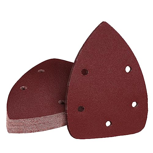800 Grit Mouse Sander Sandpaper, Jamiikury 5 Hole Detail Sander Sandpaper Palm Sander Paper Mouse Sanding Pads Hook and Loop Sanding Sheets - Pack of 20