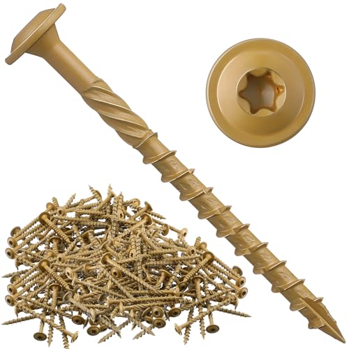 Threlaco 200 Pcs #14 x 3 Inch Wood Screws Structural Lag Screws, Yellow - color: Yellow, size: #14 x 3 inch