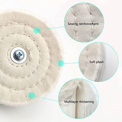 6 pcs Buffing Wheel for Drill,Buffing Pad Polishing Wheel Kits,Wheel Shaped Polishing Tool for Metal Aluminum,Stainless Steel,Chrome,Jewelry,Wood,Plastic,Ceramic,Glass,etc