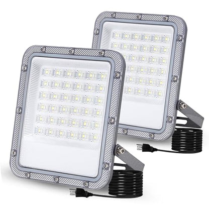 50W LED Flood Light Outdoor, 110-277V Commercial & Residential LED Lights IP66 Waterproof, 6500K Daylight White, 5500LM, Energy Efficient Flood Outdoor Lights, Plug-in LED Flood Lights, 2 Pack - size: 50W-2Pcs
