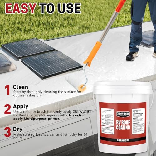 RV Roof Coating White 4 Gallon, Easy to Apply Solar Reflective - size: 4 Gallon