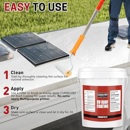RV Roof Coating White 4 Gallon, Easy to Apply Solar Reflective - size: 4 Gallon