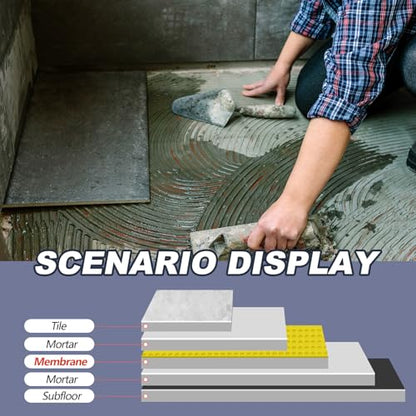 Drydiet 54 Sqft Uncoupling Membrane for Tile 1/8''(3mm), Yellow - color: Yellow, size: 54 Sqft