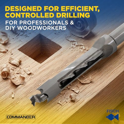 Mortise Bits Chisel Set - Square Hole Drill - 1/2" Dia x 5/8" x 7-1/4" OAL - size: 1/2 in