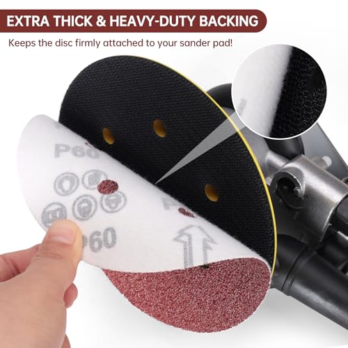 110 PCS 6 Inch 6-Hole Sanding Discs, Round Hook and Loop Sandpaper