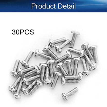 30Pcs M4-0.7 x 12mm Pan Head Phillips Machine Screws - size: M4 x 12mm