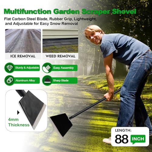 Floor Scraper Garden Shovel, Cleaning Remove Long Handle Tool 88in