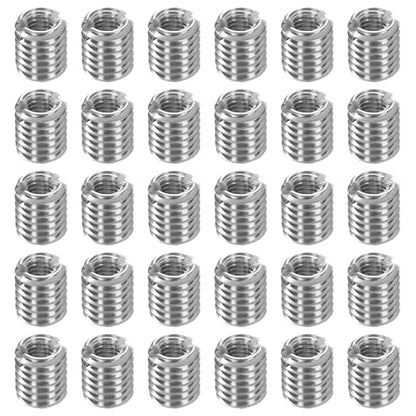 uxcell 30Pcs Threaded Insert, Stainless Steel M3-0.5 Female to M5-0.8 Male Repair Nut 6mm Long Thread Adapters Sleeve Reducing Nut Thread Repair Screw for Hardwoods Softwoods - size: M3 x M5 x 6mm